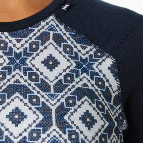 Női hőaktív pulóver Helly Hansen Lifa Merino Midweight Graphic Crew navy star pixel