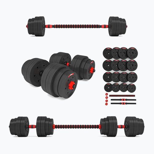 HMS SGP15 40kg-os fekete/piros súlyzó készlet csatlakozással