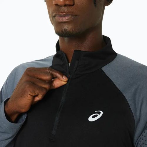 Férfi ASICS Icon 1/2 Zip teljesítmény fekete/karrier szürke hosszú ujjú futócipő