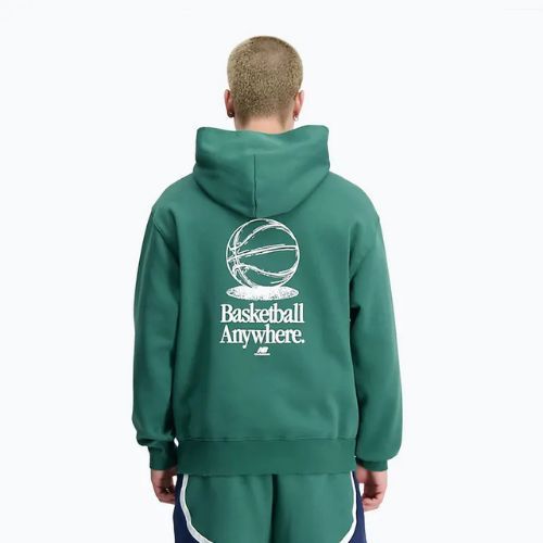 férfi melegítőfelső New Balance Hoops Fleece Hoodie team forest green