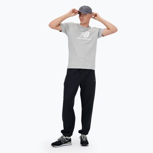 Férfi New Balance Stacked Logo atlétikai szürke póló