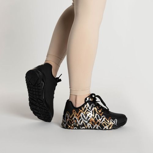 női cipő SKECHERS Uno Metallic Love black/metallic