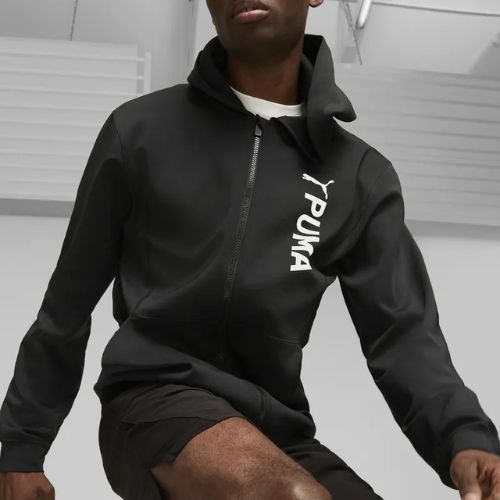Férfi trekking pulóver PUMA Fit Double Knit FZ Hoodie puma black