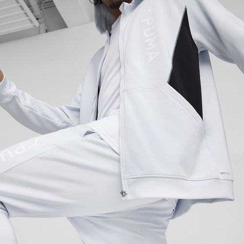 Férfi trekking pulóver PUMA Fit Double Knit FZ Hoodie silver mist