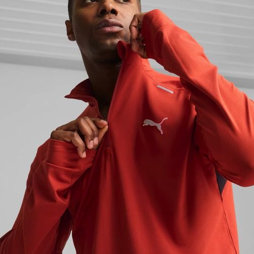 Férfi futó pulóver PUMA Run Cloudspun 1/4 Zip mars piros
