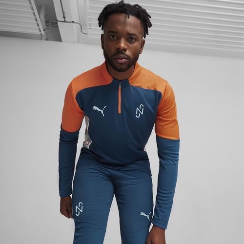 Férfi PUMA Neymar Jr Creativity Football Sweatshirt 1/4 Zip Top ocean tropic / hot heat