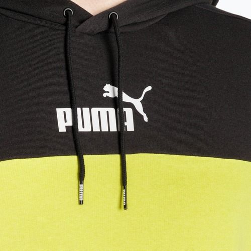 Férfi pulóver PUMA ESS+ Block Hoodie TR puma fekete/lime csillogás