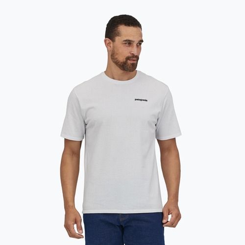 Férfi trekking póló Patagonia P-6 Logo Responsibili-Tee white