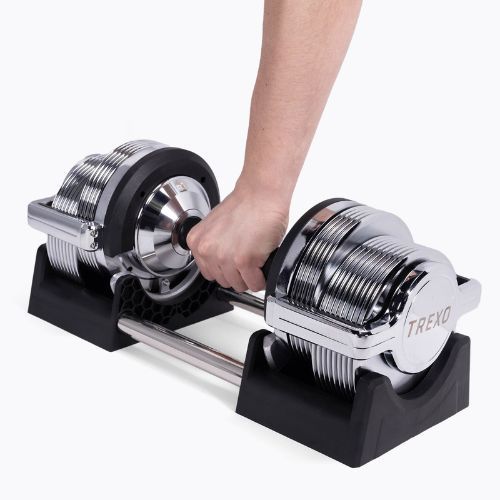 Állítható súlyzó TREXO TRX-AD32C 3-32 kg ezüst