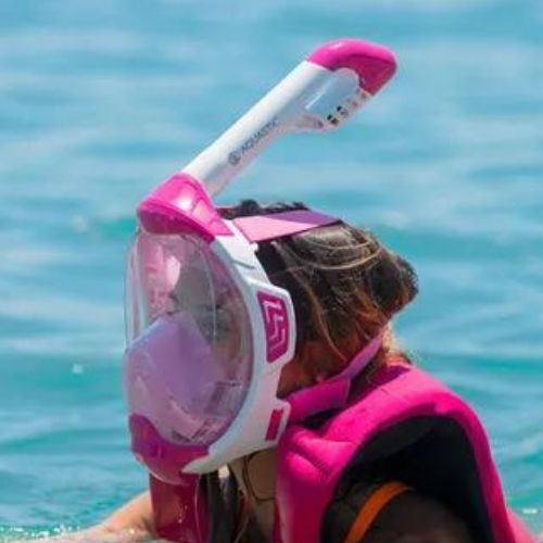 AQUASTIC KAI rózsaszínű teljes arcos snorkel maszk