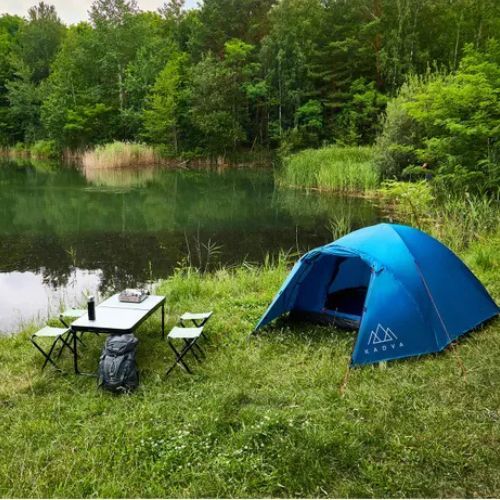 3 személyes KADVA CAMPdome 3 kék kempingsátor