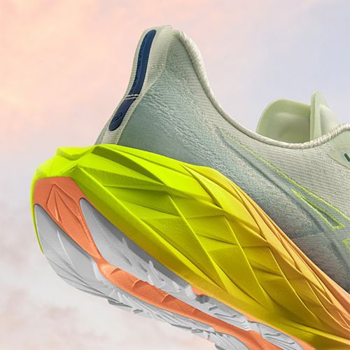 Női futócipő ASICS Novablast 4 Paris cool matcha/safety yellow