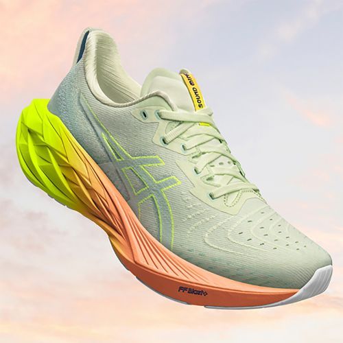 Női futócipő ASICS Novablast 4 Paris cool matcha/safety yellow
