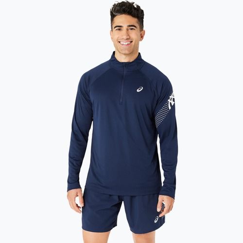 Férfi ASICS Icon 1/2 Zip teljesítmény kék expanse hosszú ujjú futócipő