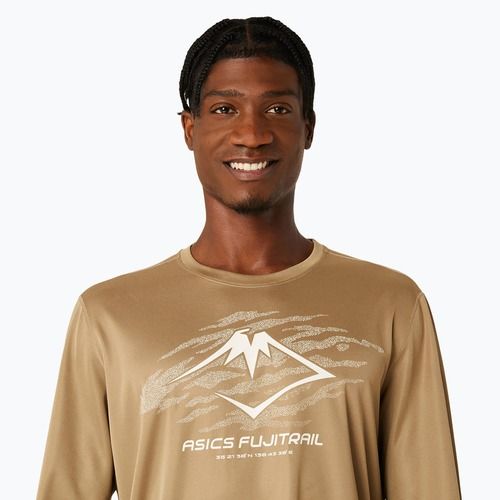 Férfi ASICS Fujitrail Logo bors/tollszürke/zabpehelyszínű hosszú ujjú futócipő