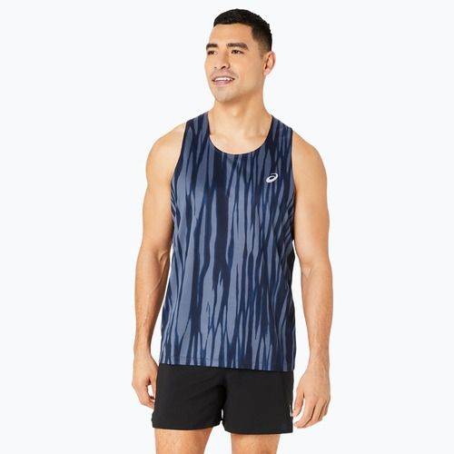 Férfi ASICS Road All Over Print Singlet kék expanse/középnapi futó felső