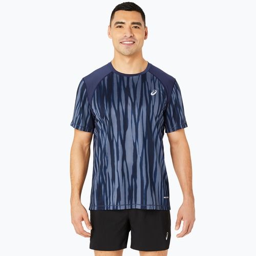 Férfi ASICS Road All Over Print Top blue expanse/idnight futópóló