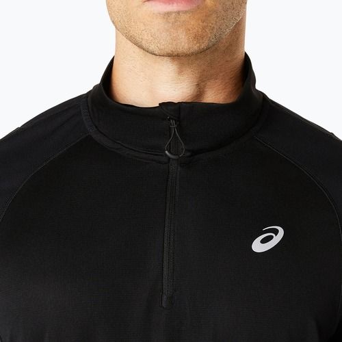 Férfi ASICS Road Lite-Show 1/2 Zip teljesítmény fekete futó ujjú futócipő