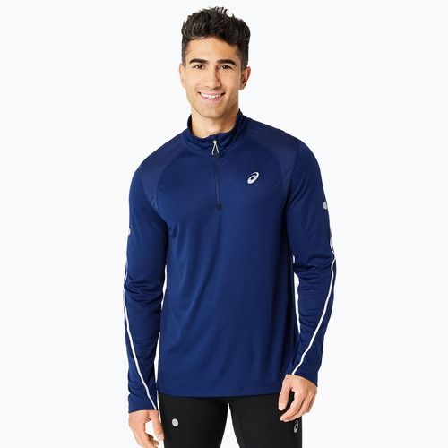 Férfi ASICS Road Lite-Show 1/2 Zip kék költségű futó hosszú ujjú futócipő
