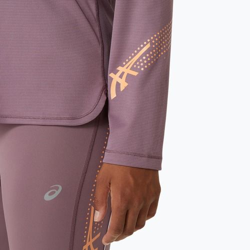 Női ASICS Icon 1/2 Zip poros mályva / vízmosás rózsaszín futó hosszú ujjú ruha
