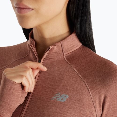 Női hosszú ujjú felső futáshoz New Balance Athletics Heat Grid 1/2 Zip sparrow heather