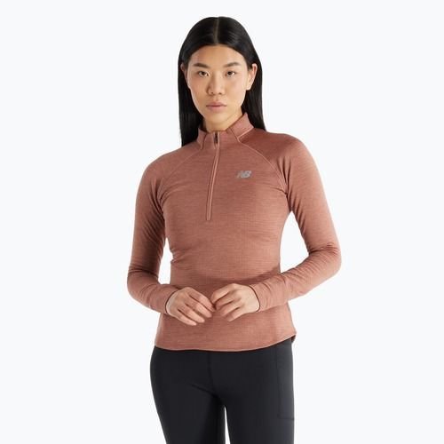 Női hosszú ujjú felső futáshoz New Balance Athletics Heat Grid 1/2 Zip sparrow heather