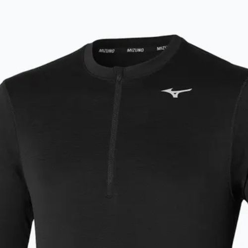 Férfi Mizuno Impulse Core Core Half Zip futó hosszú ujjú fekete