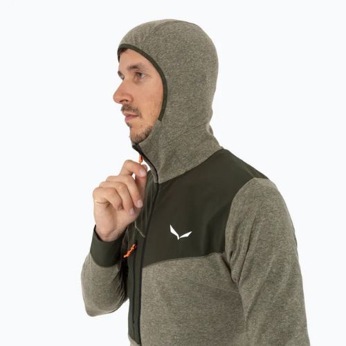 Férfi trekking pulóver Salewa Puez 2 Dry Hood FZ sötét olíva melange