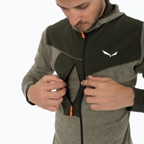 Férfi trekking pulóver Salewa Puez 2 Dry Hood FZ sötét olíva melange