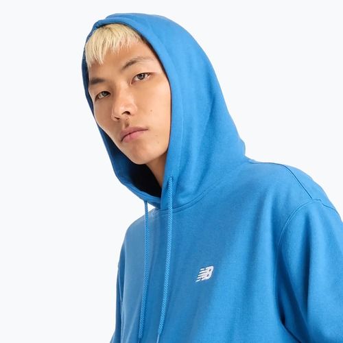 Férfi New Balance Small Logo francia frottír kapucnis pulóver kék achate