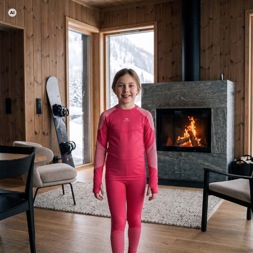 Gyermek termikus fehérnemű szett KADVA Frosty Jrg Set varrás nélküli rózsaszín