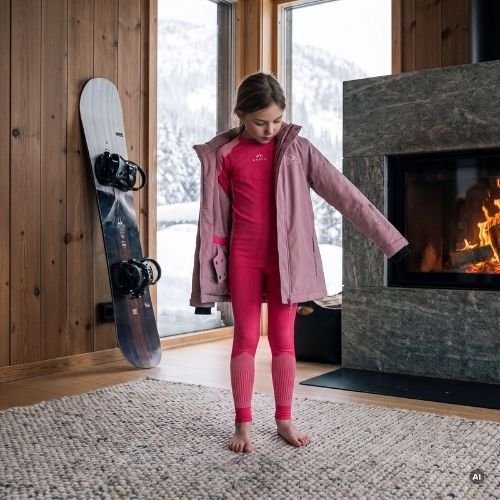 Gyermek termikus fehérnemű szett KADVA Frosty Jrg Set varrás nélküli rózsaszín