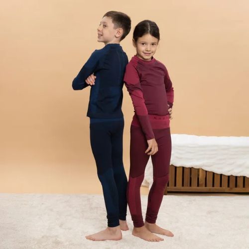 Gyermek termikus fehérnemű szett KADVA Frosty Jrb Set varrás nélküli sötétkék