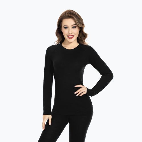 Női termikus fehérnemű szett WOOLCANO Merino SET0543 fekete