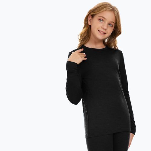 WOOLCANO Merino gyermek termikus alsónemű szett SET0683 fekete