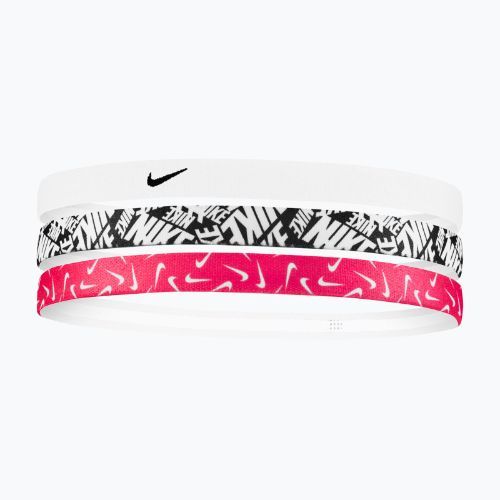 Fejpánt Nike Printed Headbands 3 szt. white/aster pink/black
