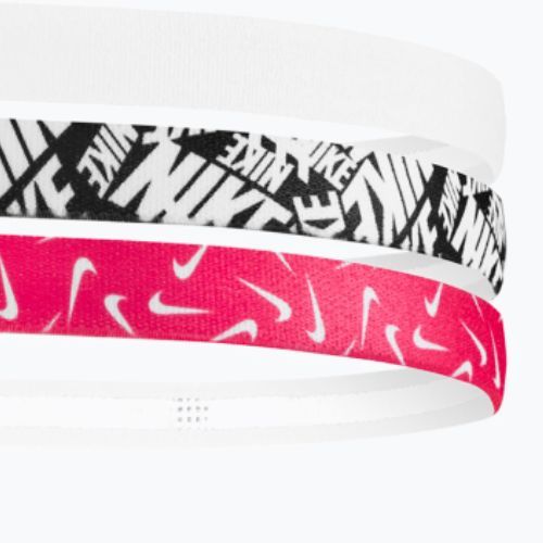 Fejpánt Nike Printed Headbands 3 szt. white/aster pink/black