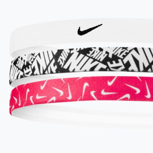 Fejpánt Nike Printed Headbands 3 szt. white/aster pink/black