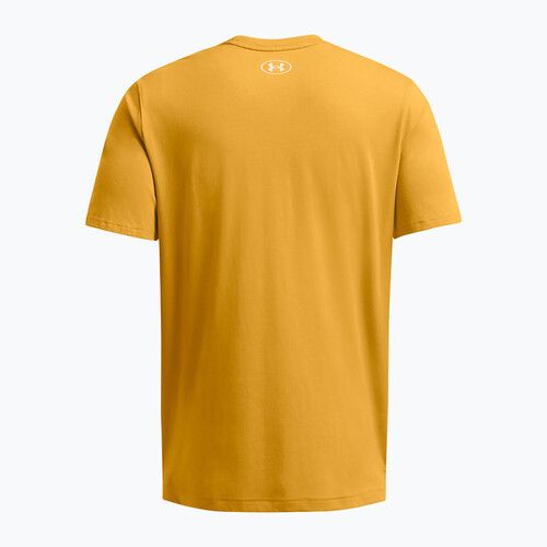 Férfi edzőpóló Under Armour Project Rock Made Not Born golden yellow/steeltown gold