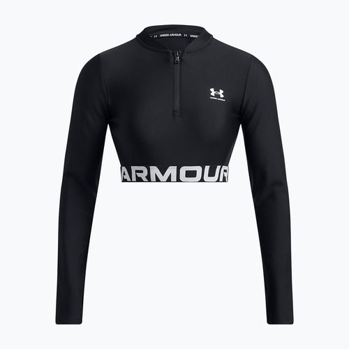 Női Under Armour Heat Gear Rib 1/4 Zip edzőfelső fekete/fekete/fehér