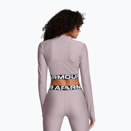 Női Under Armour Heat Gear Rib 1/4 Zip tetra szürke/fehér edző felső
