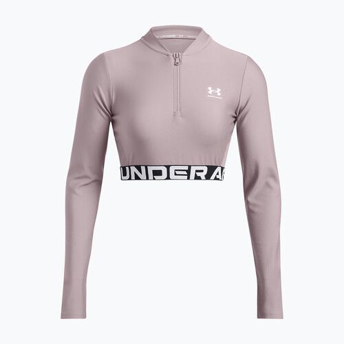 Női Under Armour Heat Gear Rib 1/4 Zip tetra szürke/fehér edző felső