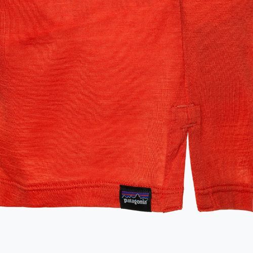 Női Patagonia Cap Cool Merino Blend Longsleeve Graphic outline text logo/madder piros