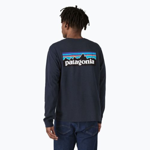 Férfi Patagonia P-6 Logo Responsibili Longsleeve új navy