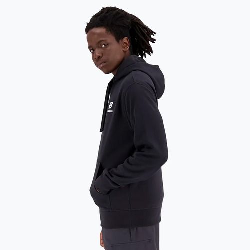 Férfi New Balance Essentials Stacked Logo francia frottír pulóver fekete