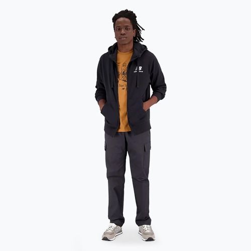 Férfi New Balance Essentials Stacked Logo francia frottír pulóver fekete