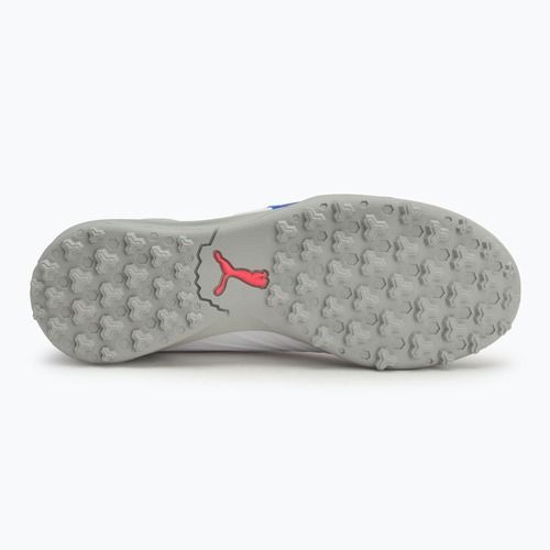 PUMA King Match TT Jr gyermek futballcipő puma fehér/kékmáz/szürke/szürke/szürkésbarna/szürkéscsillogás