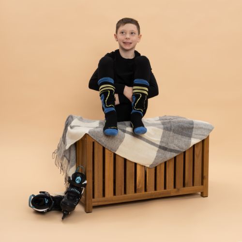 Gyermek sízokni KADVA Woolan Jrb fekete/kék