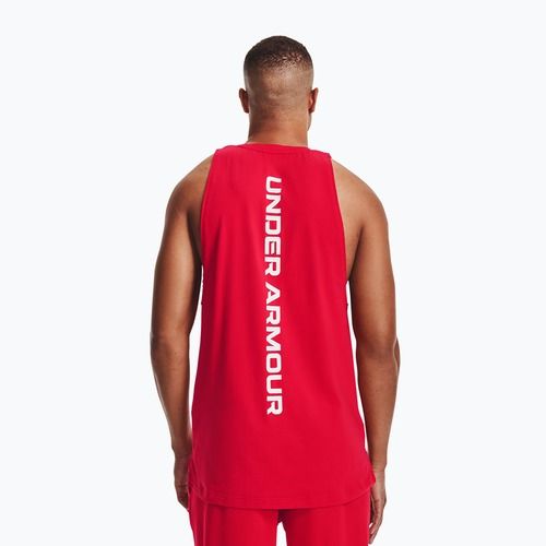 Férfi kosaras póló Under Armour Baseline Cotton Tank red/white/white