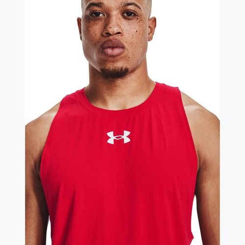 Férfi kosaras póló Under Armour Baseline Cotton Tank red/white/white